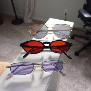 Pack Of 3 Sunglasses Aviator Retro Tinted